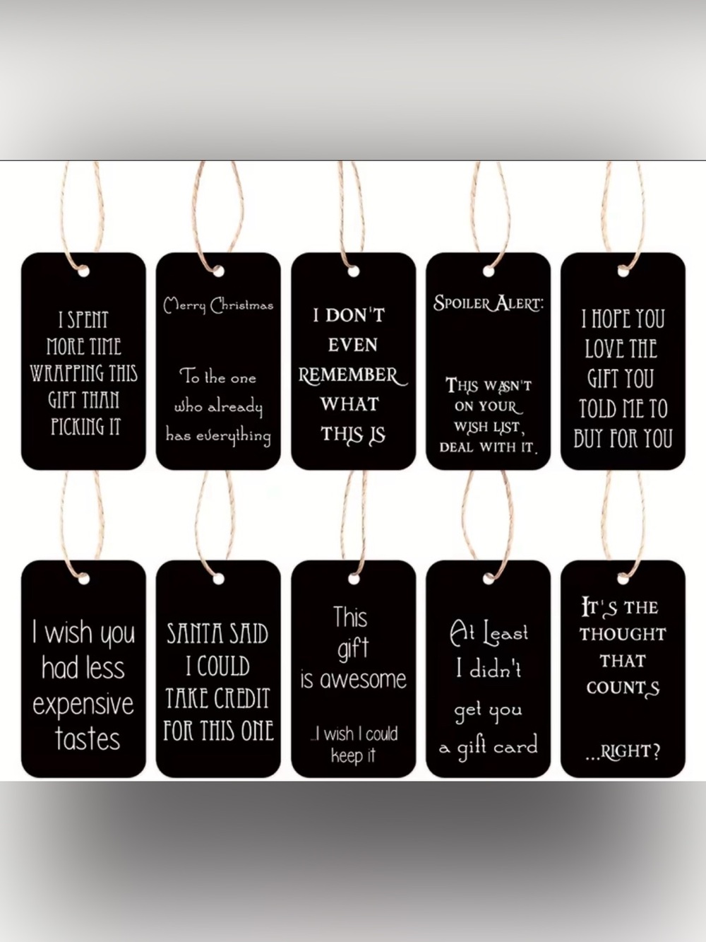 Holiday Gift Tags Set of 10 Funny Sayings